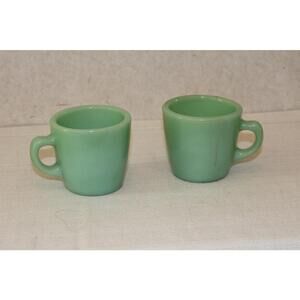 Vintage Fire King Jadeite Heavy Coffee Cups - Set of 2